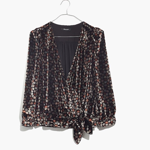 Madewell  Velvet Wrap Top in Petite Blooms - Picture 5 of 9